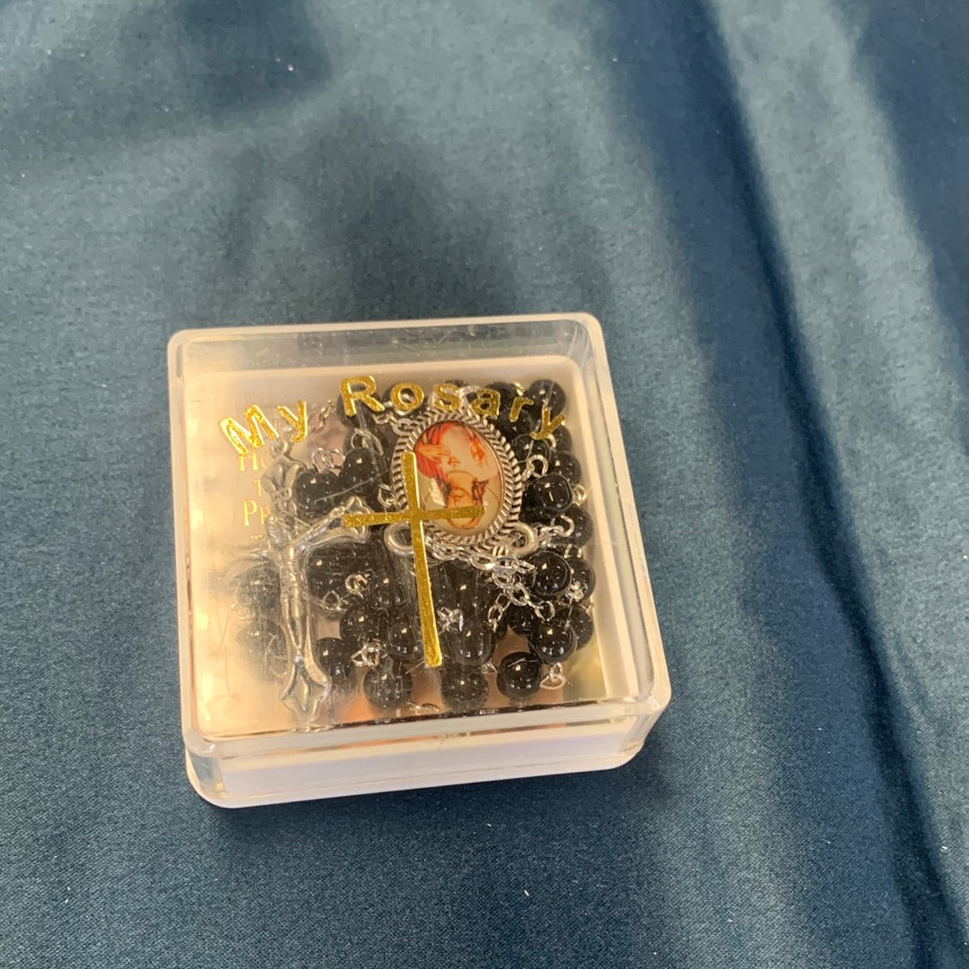 glass rosary black