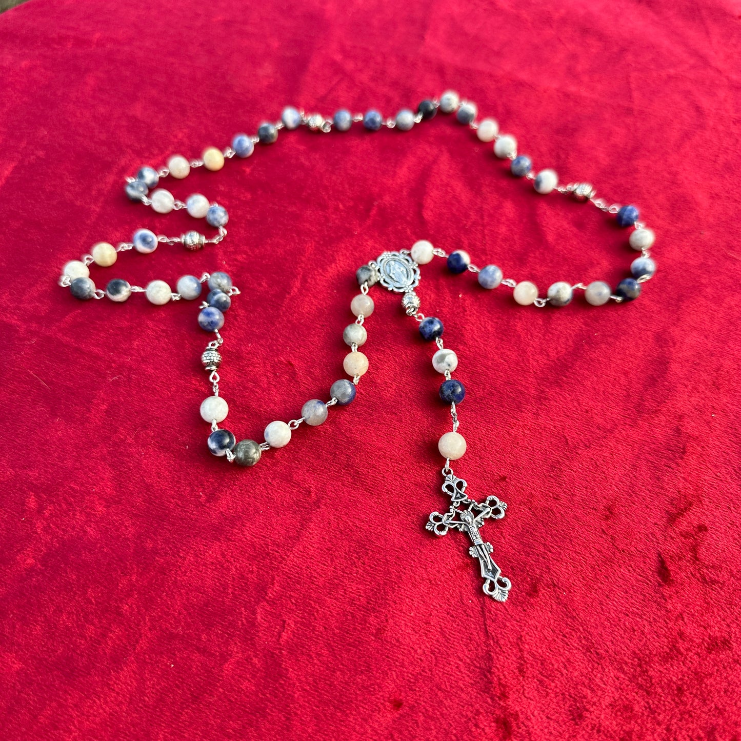 White blue rosary beads Online store
