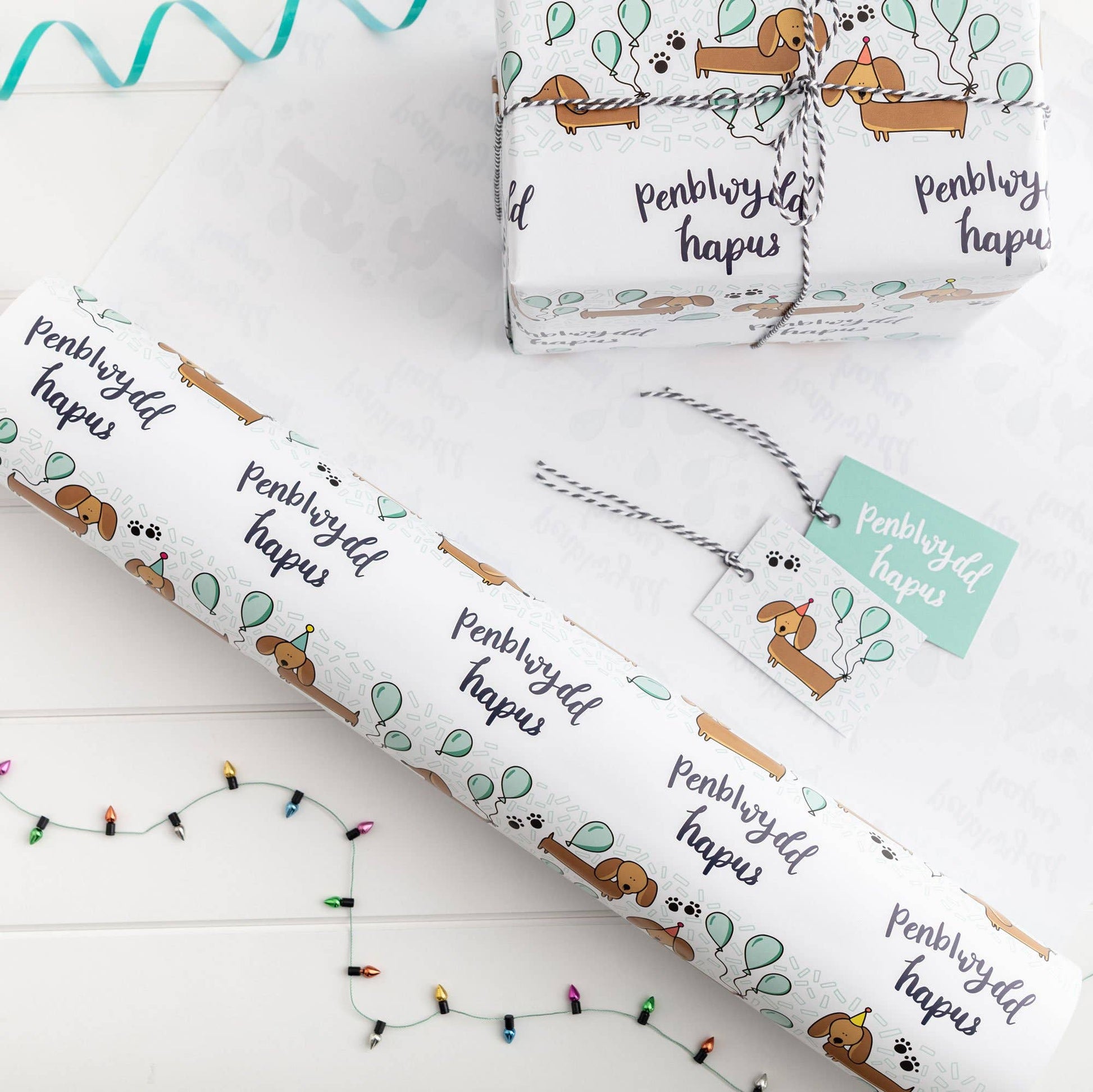 Penblwydd hapus birthday wrapping paper welsh